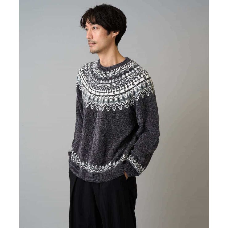 【洗える】モール求心柄クルーネックニット | a.v.v【MEN】 | 詳細画像21 