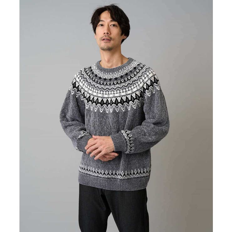 【洗える】モール求心柄クルーネックニット | a.v.v【MEN】 | 詳細画像26 