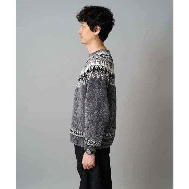 【洗える】モール求心柄クルーネックニット | a.v.v【MEN】 | 詳細画像28 