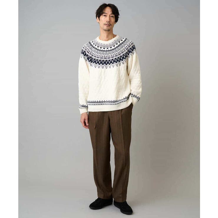 【洗える】モール求心柄クルーネックニット | a.v.v【MEN】 | 詳細画像3 