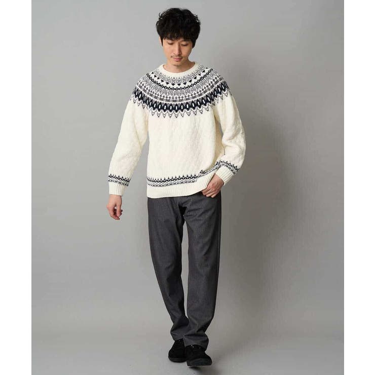 【洗える】モール求心柄クルーネックニット | a.v.v【MEN】 | 詳細画像5 