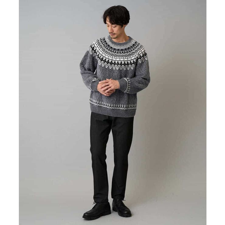 【洗える】モール求心柄クルーネックニット | a.v.v【MEN】 | 詳細画像8 