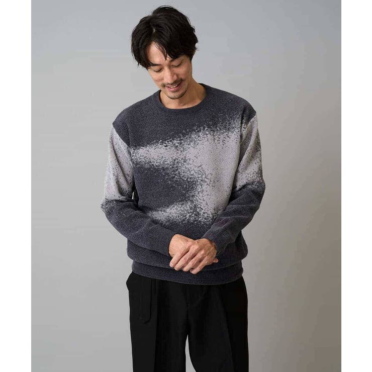 【洗濯機で洗える】モールジャカードボカシ柄ニット | a.v.v【MEN】 | 詳細画像11 