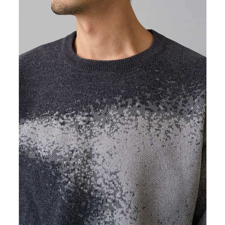 【洗濯機で洗える】モールジャカードボカシ柄ニット | a.v.v【MEN】 | 詳細画像14 