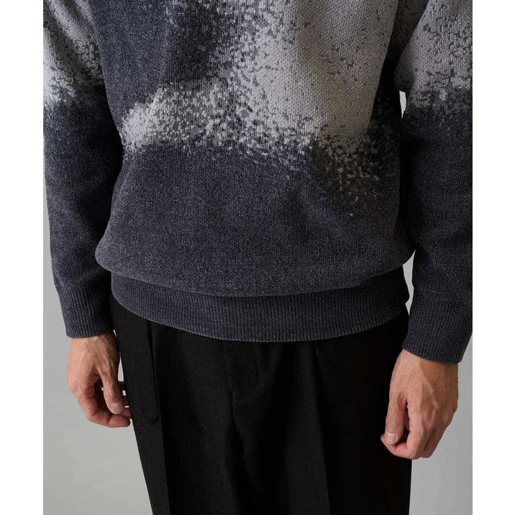 【洗濯機で洗える】モールジャカードボカシ柄ニット | a.v.v【MEN】 | 詳細画像16 