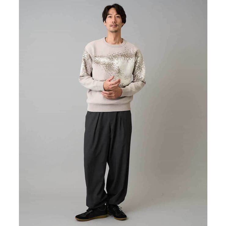 【洗濯機で洗える】モールジャカードボカシ柄ニット | a.v.v【MEN】 | 詳細画像2 