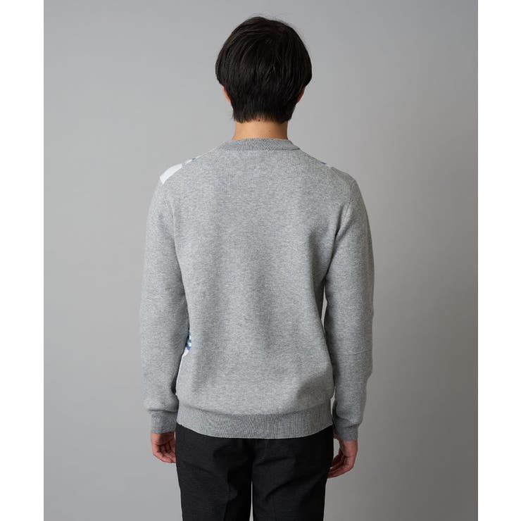 【洗濯機で洗える】チェックジャカードクルーネックニット | a.v.v【MEN】 | 詳細画像10 