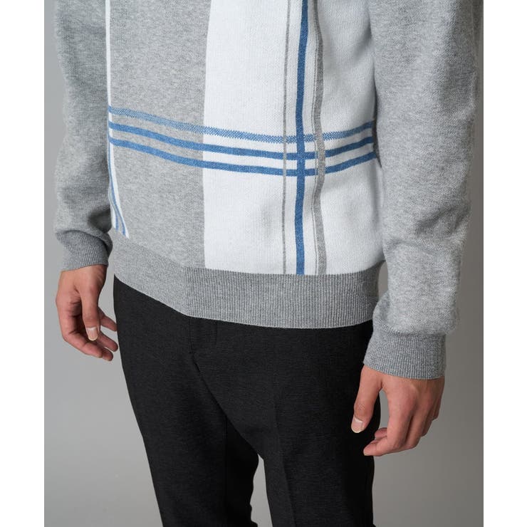 【洗濯機で洗える】チェックジャカードクルーネックニット | a.v.v【MEN】 | 詳細画像12 