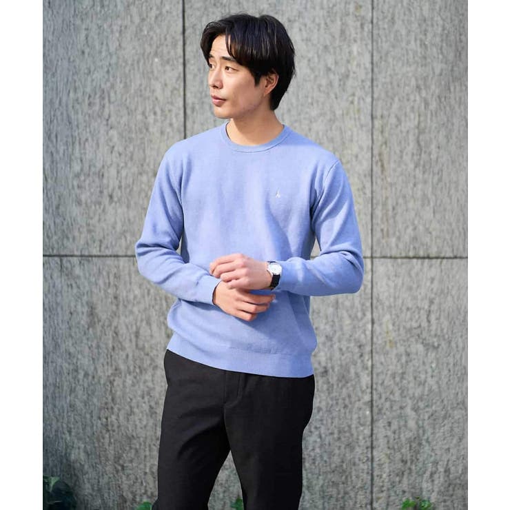 【洗濯機で洗える】ジャカードクルーネックニット | a.v.v【MEN】 | 詳細画像32 