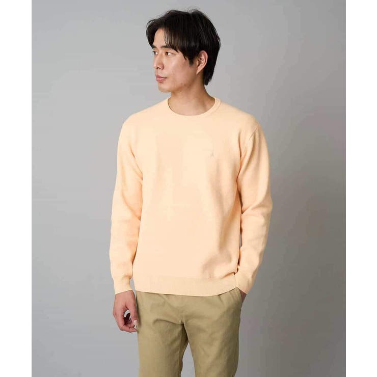 オレンジ | 【洗濯機で洗える】ジャカードクルーネックニット | a.v.v【MEN】