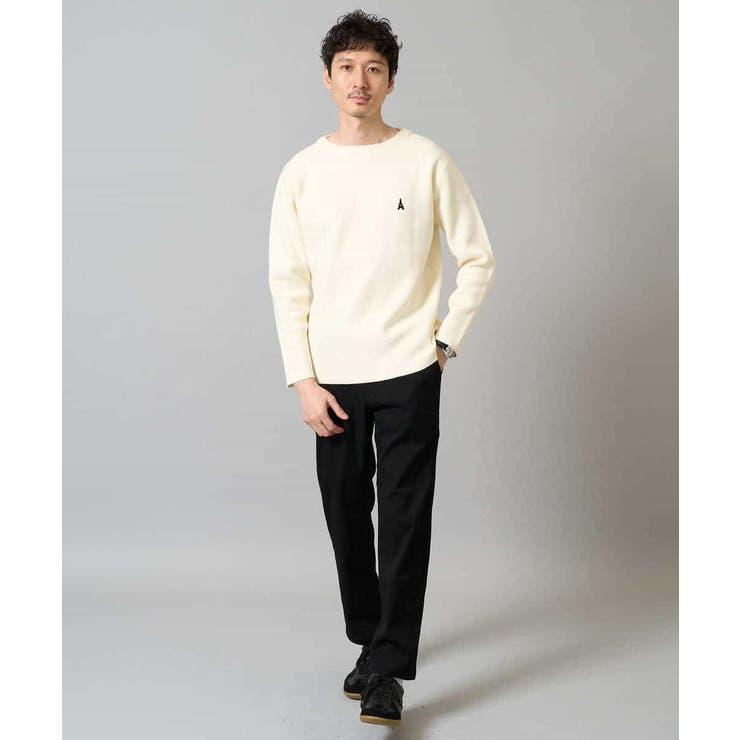 【洗濯機で洗える】ワンポイント刺繍ボートネックニット | a.v.v【MEN】 | 詳細画像10