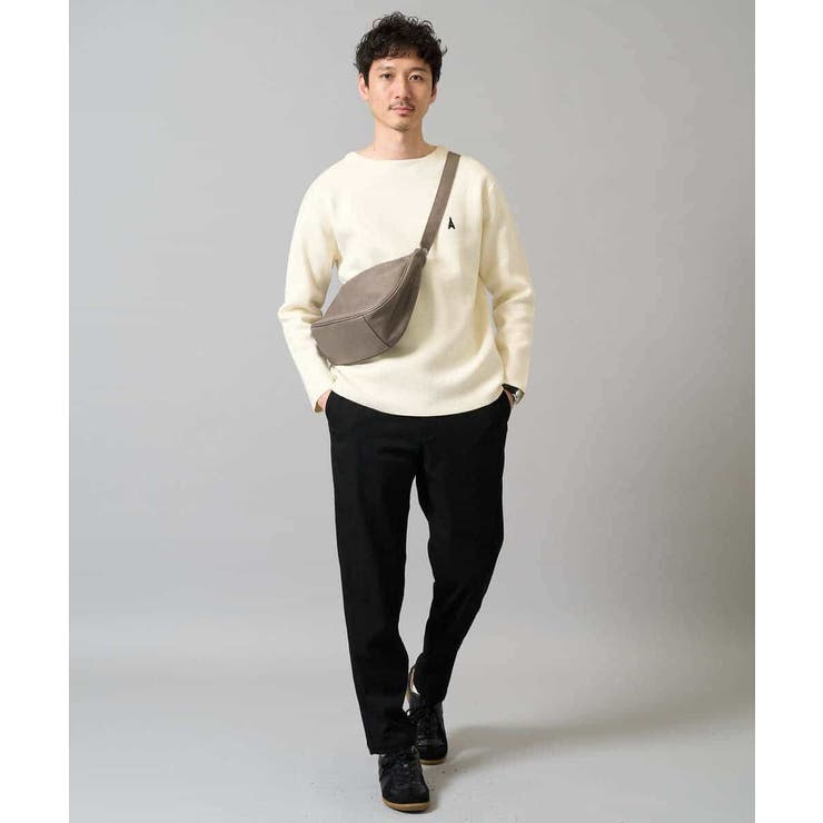 【洗濯機で洗える】ワンポイント刺繍ボートネックニット | a.v.v【MEN】 | 詳細画像12