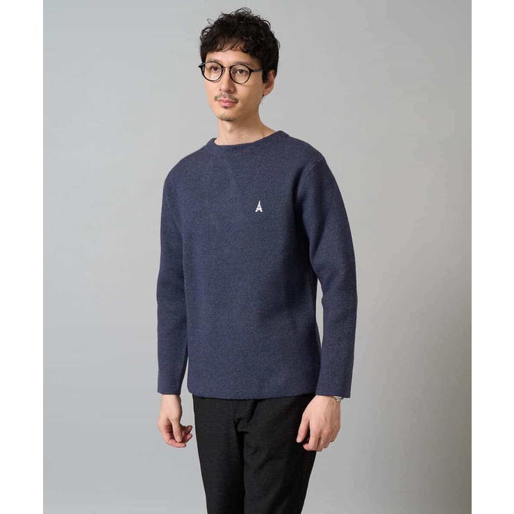 【洗濯機で洗える】ワンポイント刺繍ボートネックニット | a.v.v【MEN】 | 詳細画像18