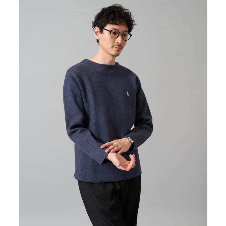 【洗濯機で洗える】ワンポイント刺繍ボートネックニット | a.v.v【MEN】 | 詳細画像19