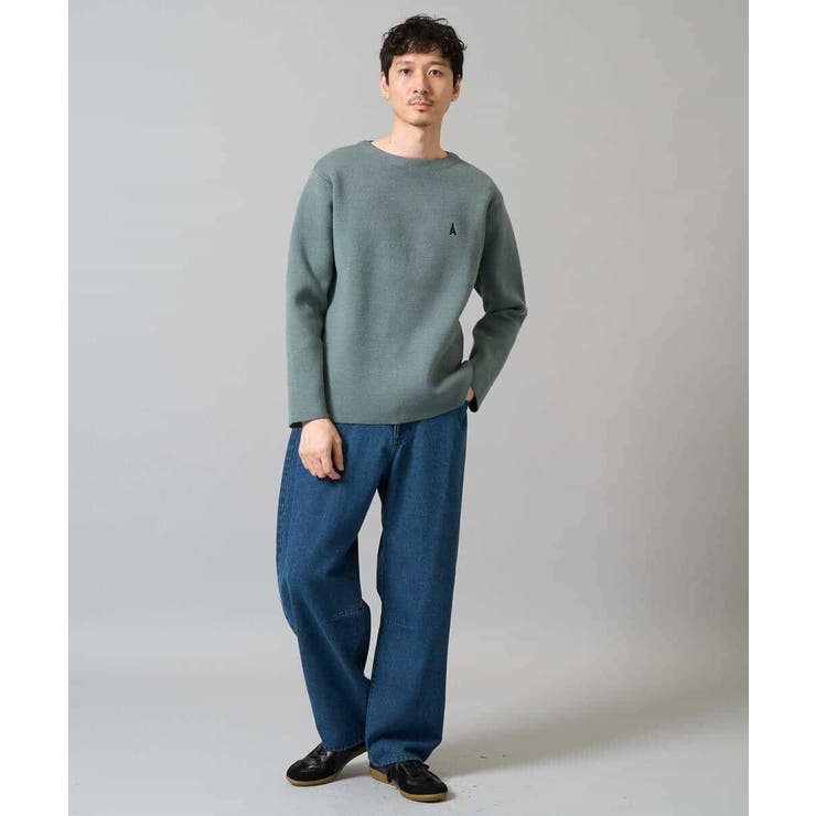 【洗濯機で洗える】ワンポイント刺繍ボートネックニット | a.v.v【MEN】 | 詳細画像2