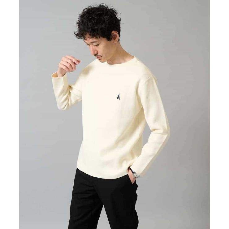 【洗濯機で洗える】ワンポイント刺繍ボートネックニット | a.v.v【MEN】 | 詳細画像21