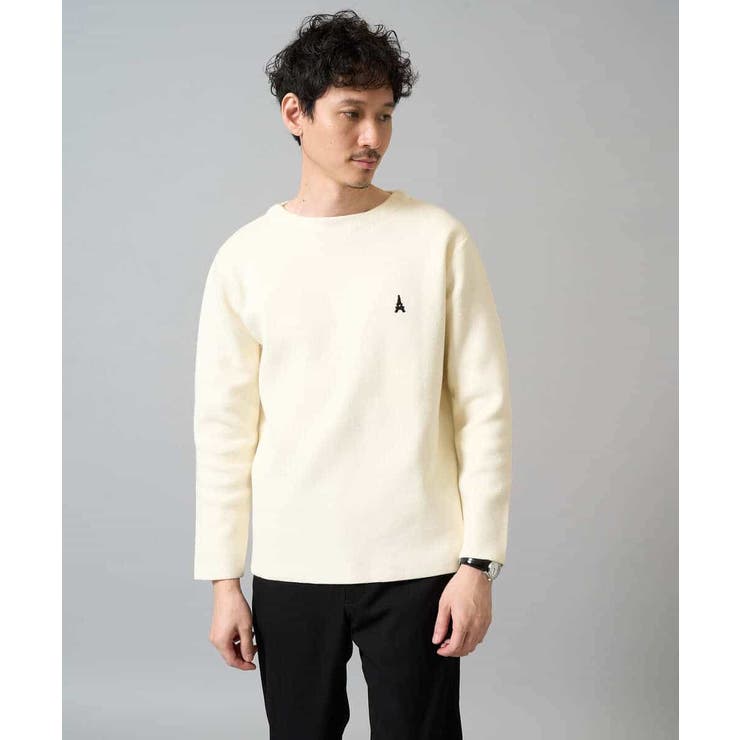 【洗濯機で洗える】ワンポイント刺繍ボートネックニット | a.v.v【MEN】 | 詳細画像22