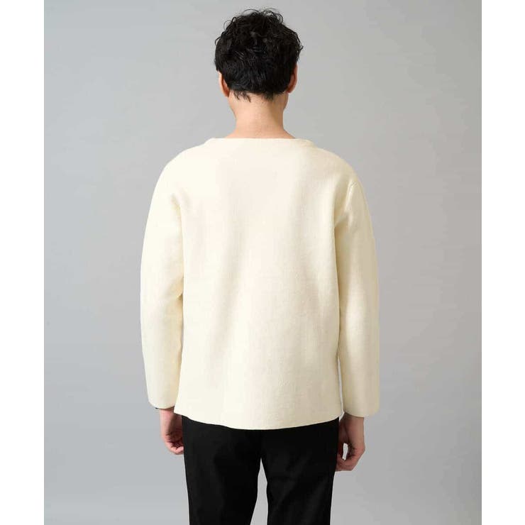 【洗濯機で洗える】ワンポイント刺繍ボートネックニット | a.v.v【MEN】 | 詳細画像24