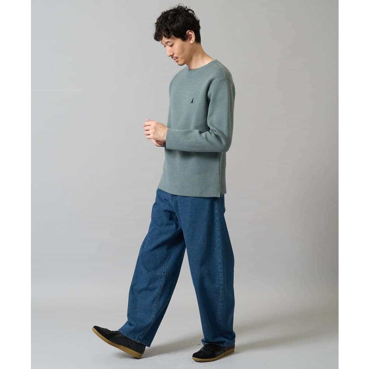 【洗濯機で洗える】ワンポイント刺繍ボートネックニット | a.v.v【MEN】 | 詳細画像4