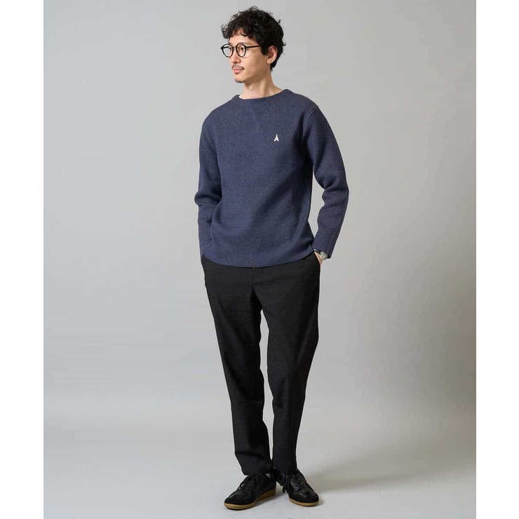 【洗濯機で洗える】ワンポイント刺繍ボートネックニット | a.v.v【MEN】 | 詳細画像6