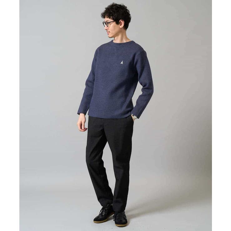 【洗濯機で洗える】ワンポイント刺繍ボートネックニット | a.v.v【MEN】 | 詳細画像7