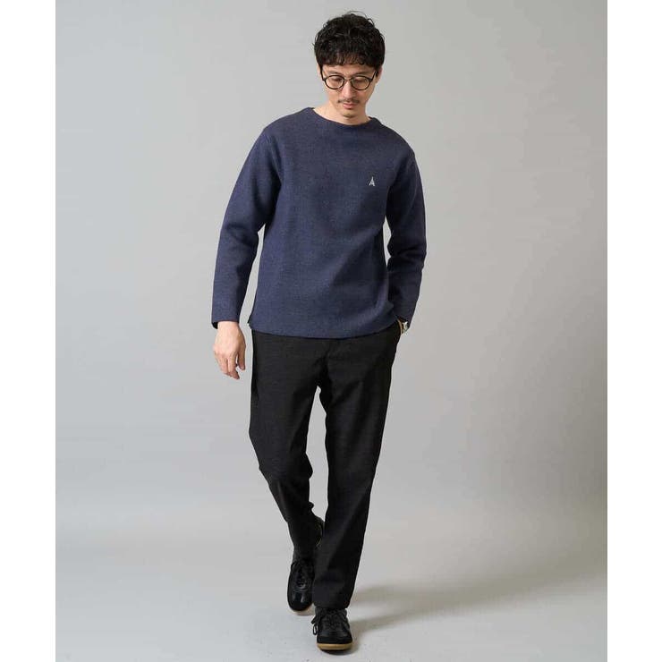 【洗濯機で洗える】ワンポイント刺繍ボートネックニット | a.v.v【MEN】 | 詳細画像8