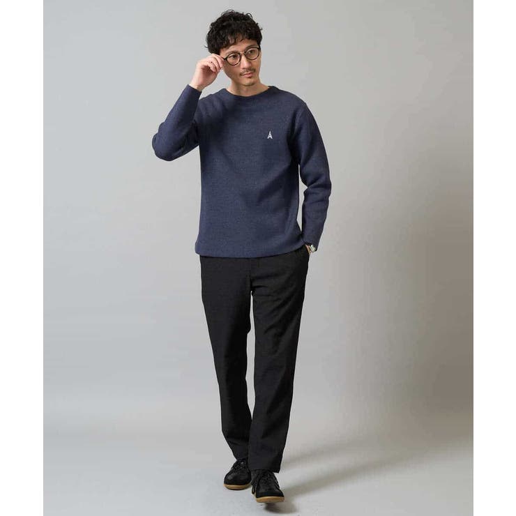 【洗濯機で洗える】ワンポイント刺繍ボートネックニット | a.v.v【MEN】 | 詳細画像9