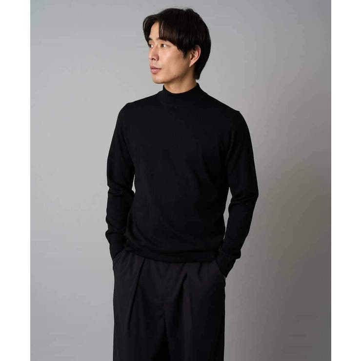 ブラック | 【洗える】14ゲージスマートモックネックニット〈ON/OFF SERIES〉 | a.v.v【MEN】