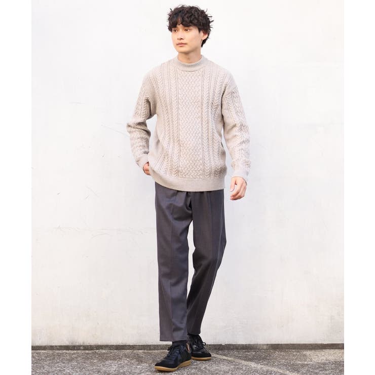 【洗濯機で洗える】アラン編みモックネックニット | a.v.v【MEN】 | 詳細画像13 