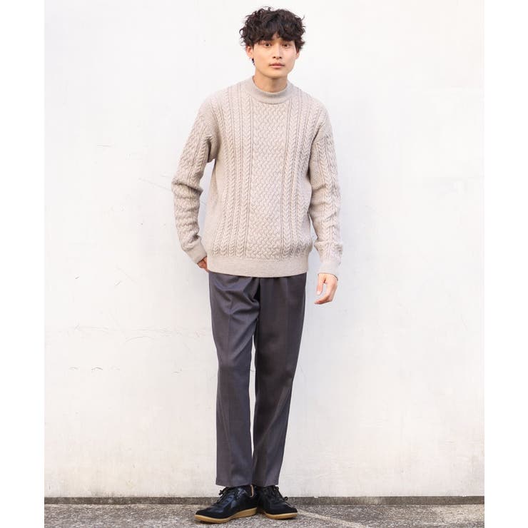 【洗濯機で洗える】アラン編みモックネックニット | a.v.v【MEN】 | 詳細画像14 