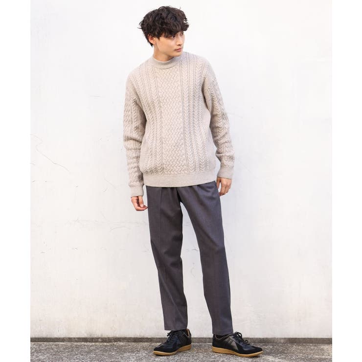 【洗濯機で洗える】アラン編みモックネックニット | a.v.v【MEN】 | 詳細画像15 