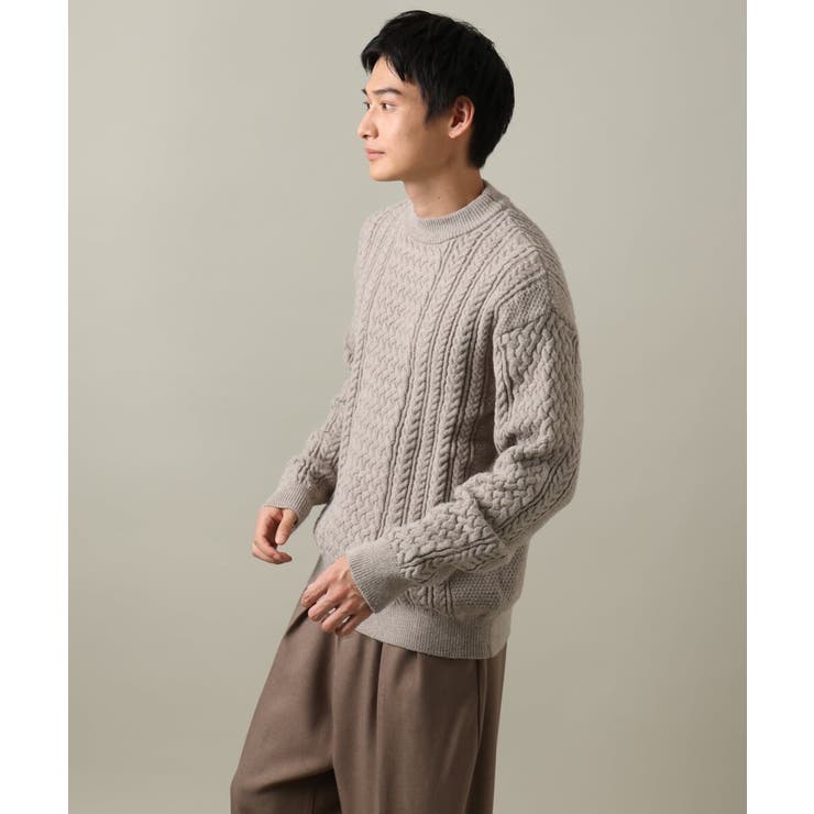 【洗濯機で洗える】アラン編みモックネックニット | a.v.v【MEN】 | 詳細画像26 