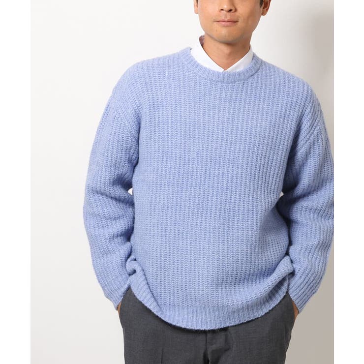 ブルー | 【ユニセックス】ふわ軽クルーネックニット | a.v.v【MEN】