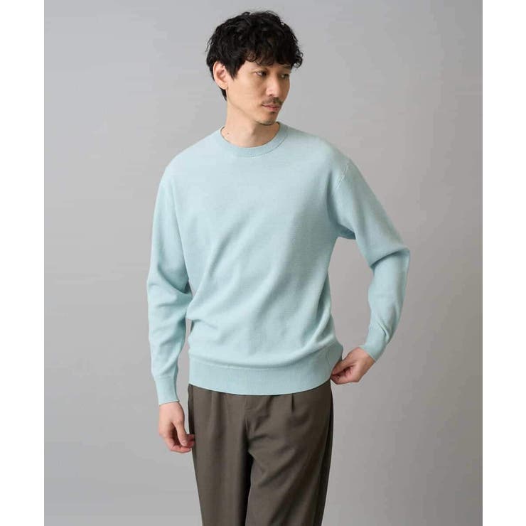 【洗濯機で洗える】タックメッシュクルーネックニット | a.v.v【MEN】 | 詳細画像12 