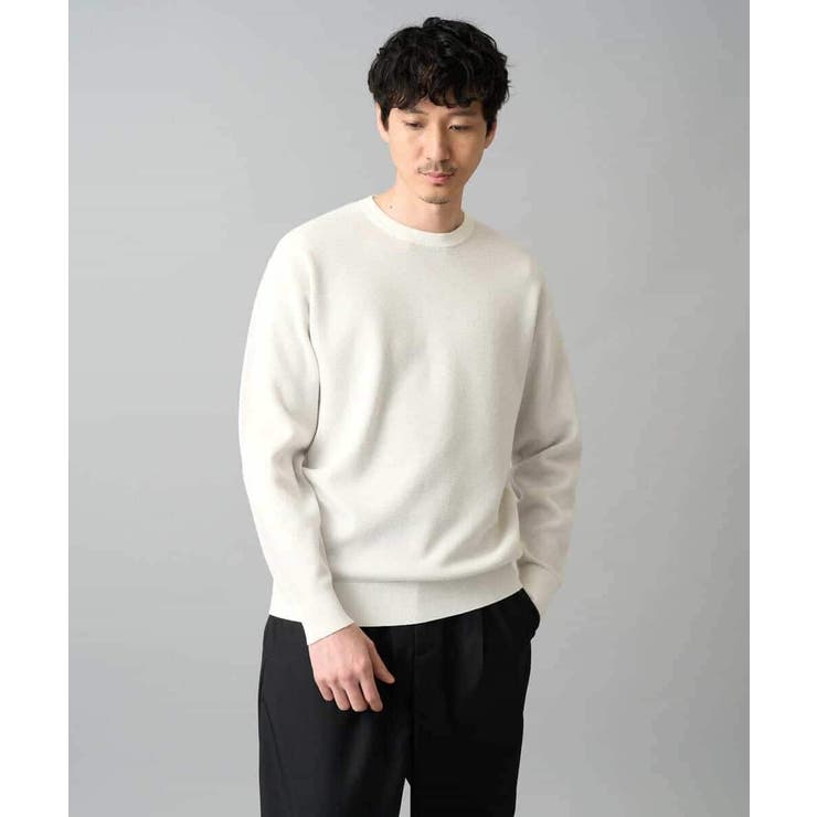 【洗濯機で洗える】タックメッシュクルーネックニット | a.v.v【MEN】 | 詳細画像15 