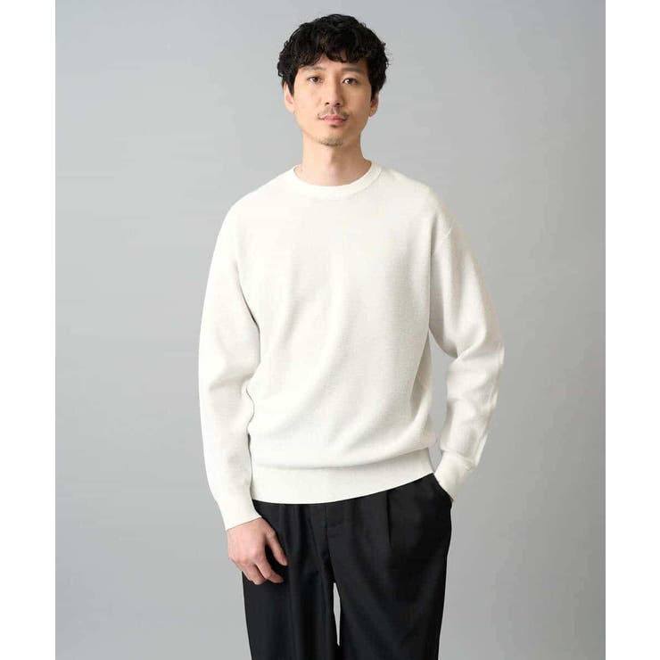 【洗濯機で洗える】タックメッシュクルーネックニット | a.v.v【MEN】 | 詳細画像16 