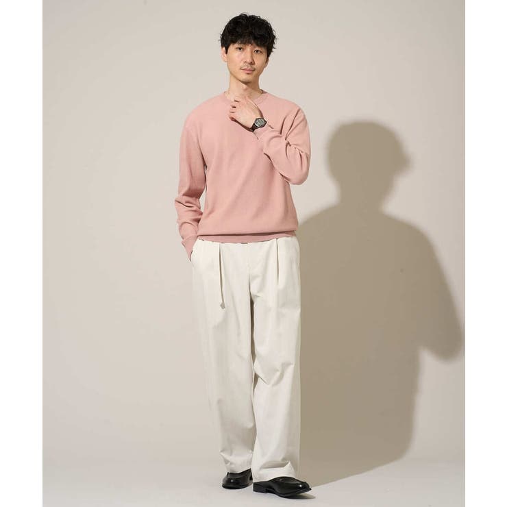 【洗濯機で洗える】タックメッシュクルーネックニット | a.v.v【MEN】 | 詳細画像30 