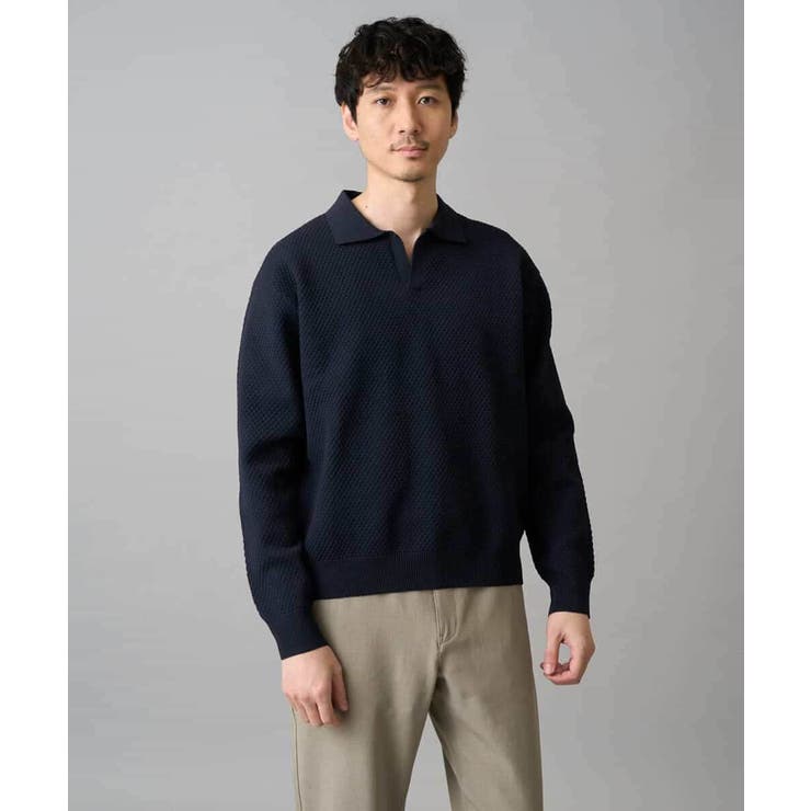 【洗濯機で洗える】ポップコーンスキッパーニットポロ | a.v.v【MEN】 | 詳細画像10 