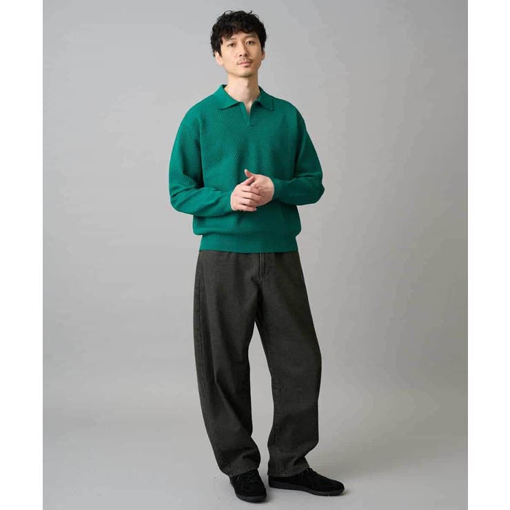 【洗濯機で洗える】ポップコーンスキッパーニットポロ | a.v.v【MEN】 | 詳細画像4 