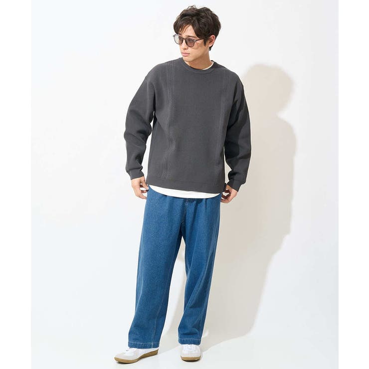 a.v.v HOMME クルーネック ニット きれいめコーデ - トップス