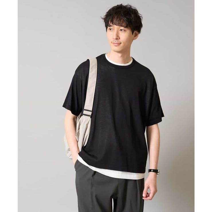 ブラック | 【2SET/洗濯機で洗える】シアーニットアンサンブル | a.v.v【MEN】