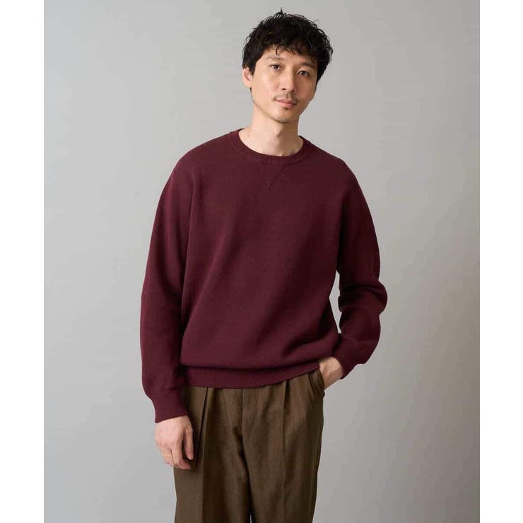 ボルドー | 【洗濯機で洗える】ダブルフェイスクルーネックニット | a.v.v【MEN】