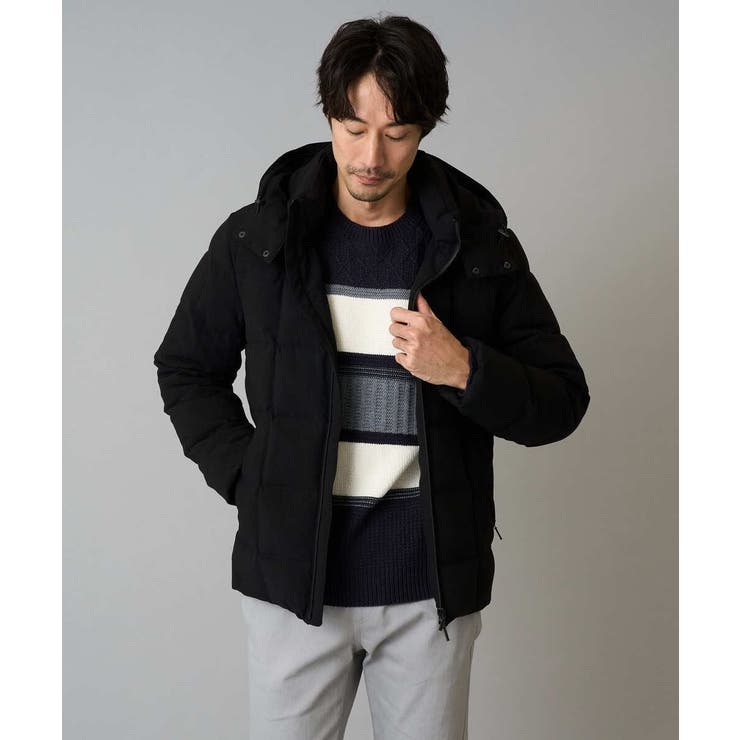 ブラック | 【ダウン混率90%】デタッチャブルフードストレッチダウンブルゾン【軽量/撥水】 | a.v.v【MEN】