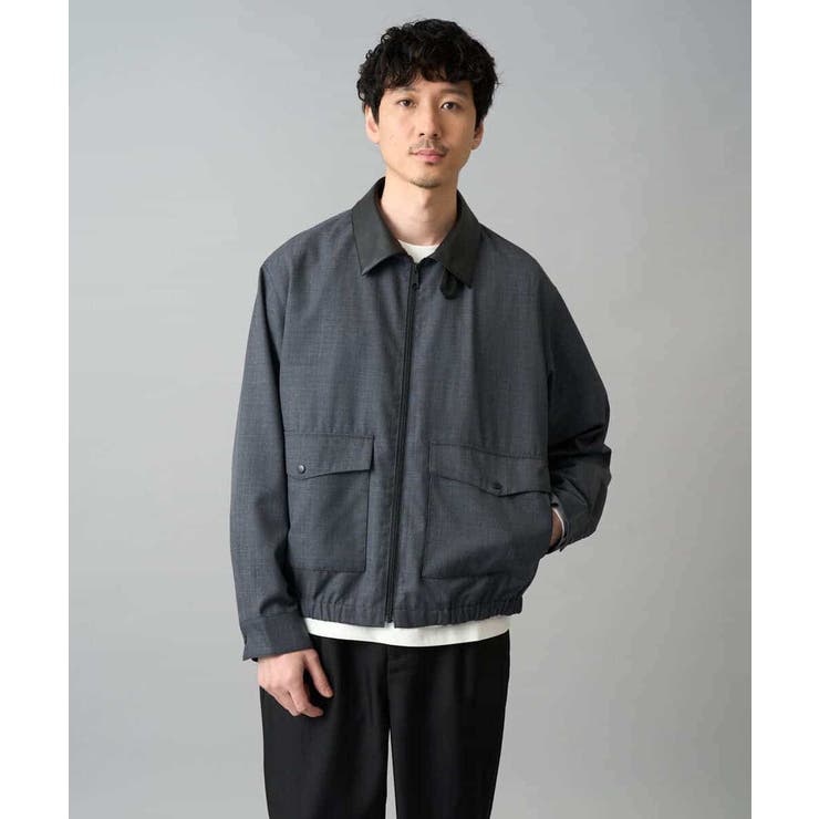 ネイビー | 【イージーケア 洗濯機で洗える 毛玉になりにくい】ワイドシルエットショートブルゾ… | a.v.v【MEN】