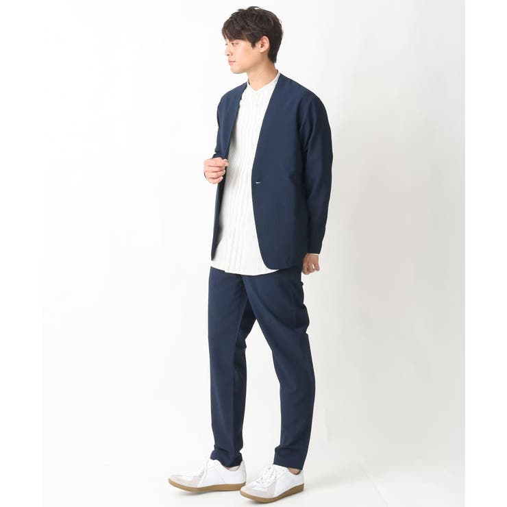 シワになりにくい】リライトノーカラージャケット（セットアップ