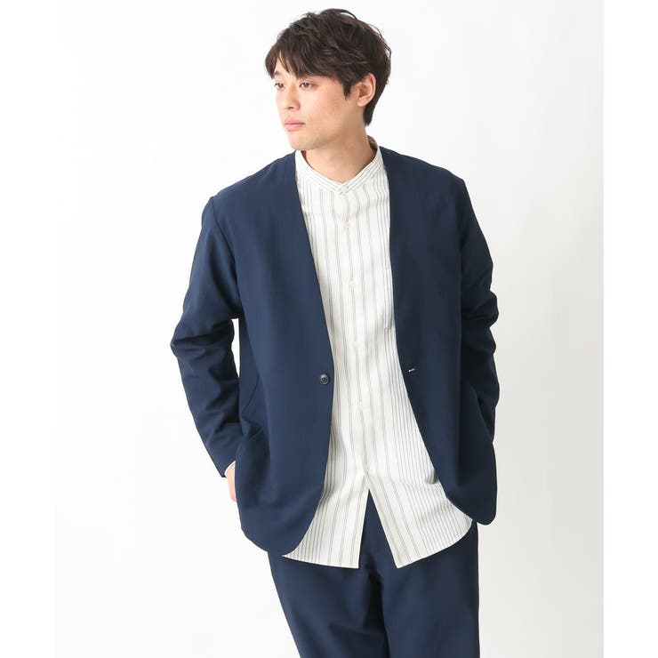 シワになりにくい】リライトノーカラージャケット（セットアップ