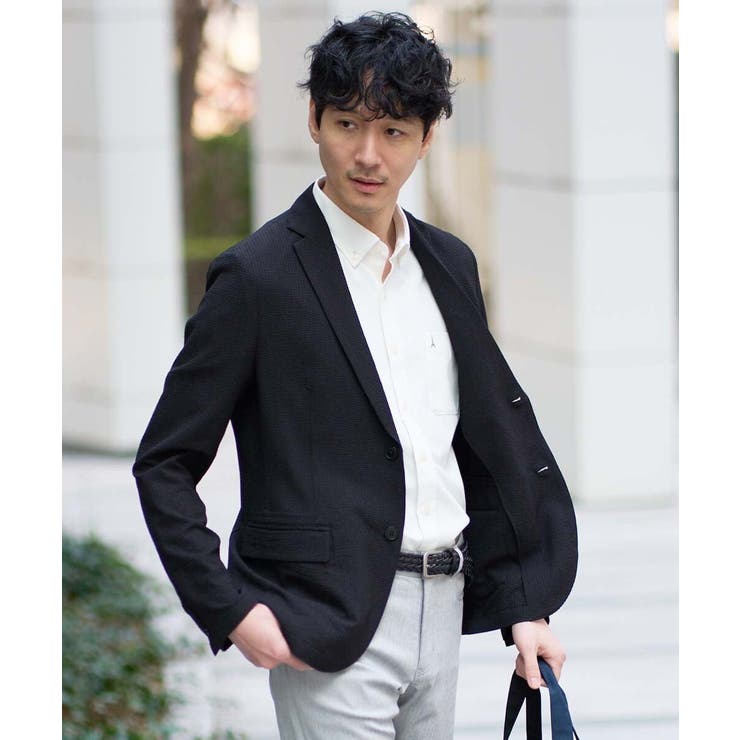 ブラック | 【雑誌MonoMax６月号掲載】春夏のオフィススタイルにおすすめシアサッカースマ… | a.v.v【MEN】