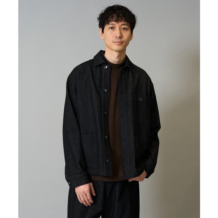 ブラック | 【洗濯機で洗える】ワイドシルエットデニムカバーオール | a.v.v【MEN】