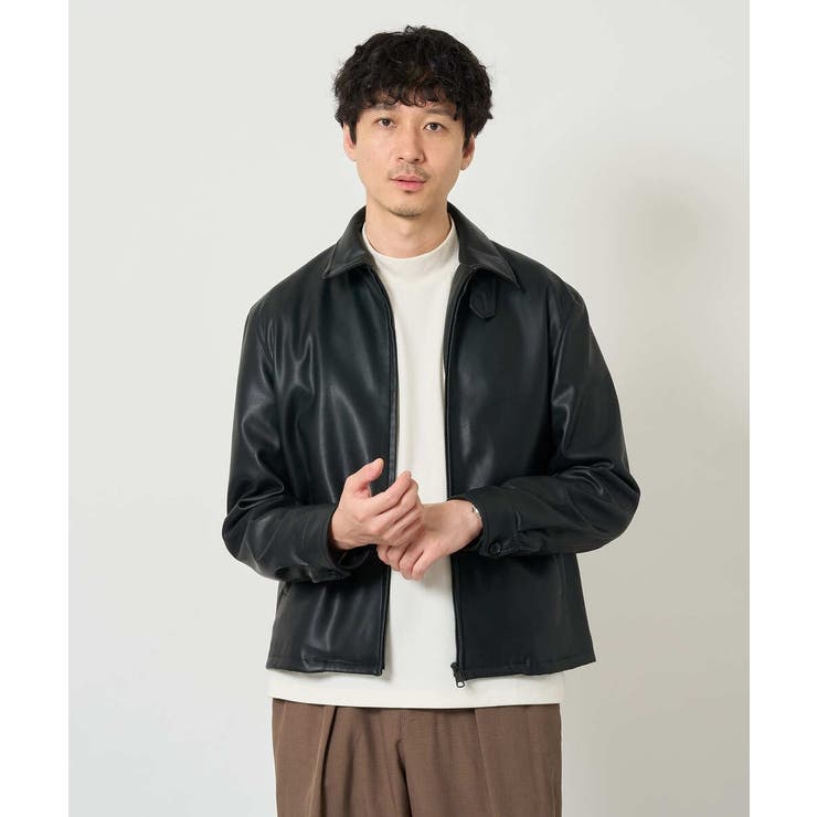 【洗濯機で洗える】フェイクレザーショートブルゾン | a.v.v【MEN】 | 詳細画像10 
