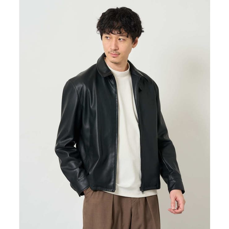 【洗濯機で洗える】フェイクレザーショートブルゾン | a.v.v【MEN】 | 詳細画像11 